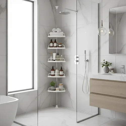 BathFlex® — Esquinero Organizador de Baño Ajustable