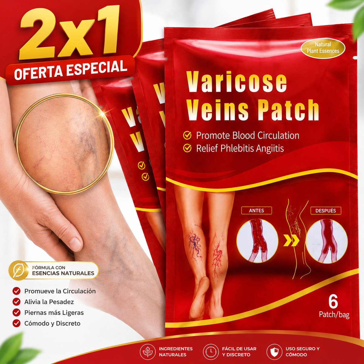 Pack 2X1 Parches Para Varices (12 Unid)