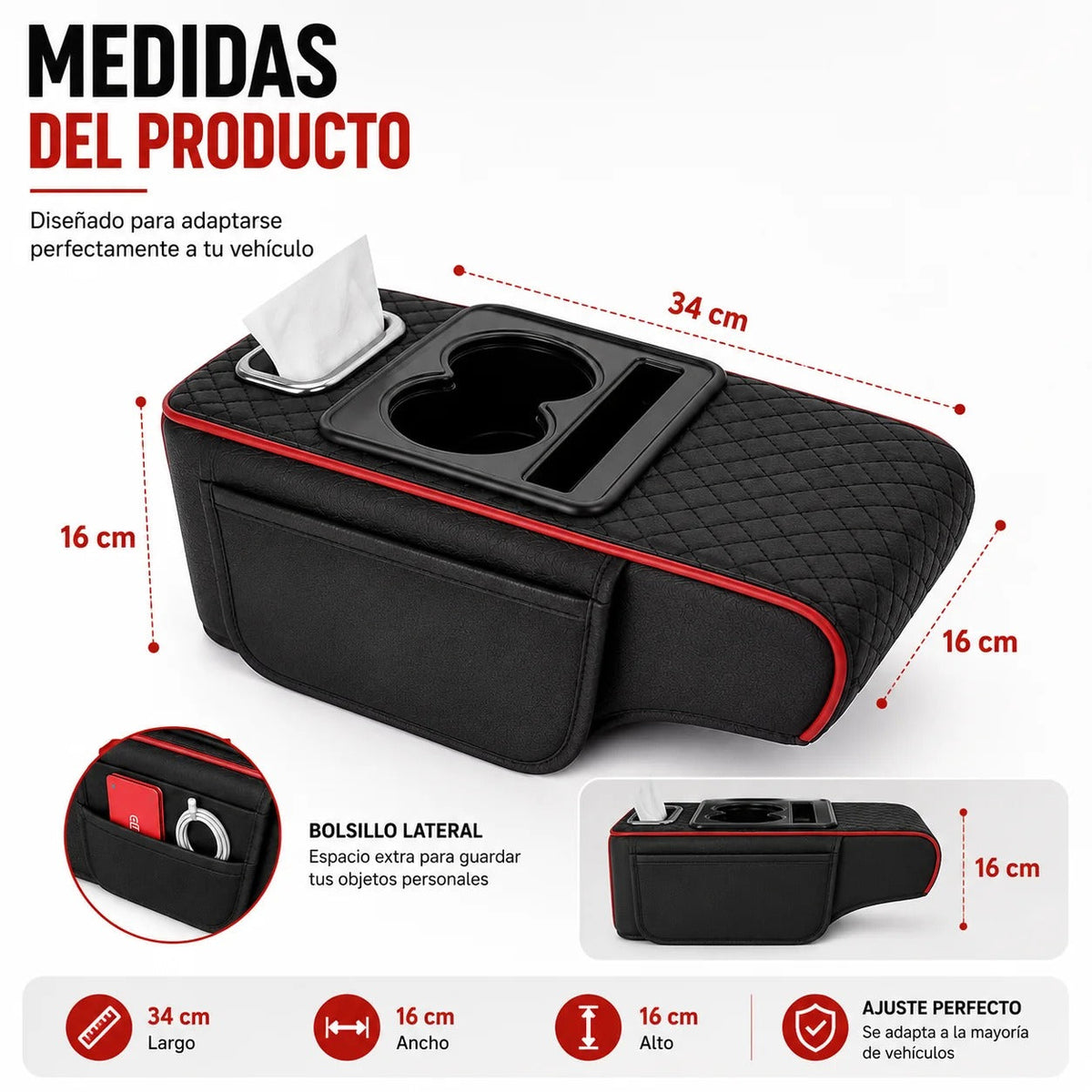 Cojín Organizador 4 en 1 para Auto